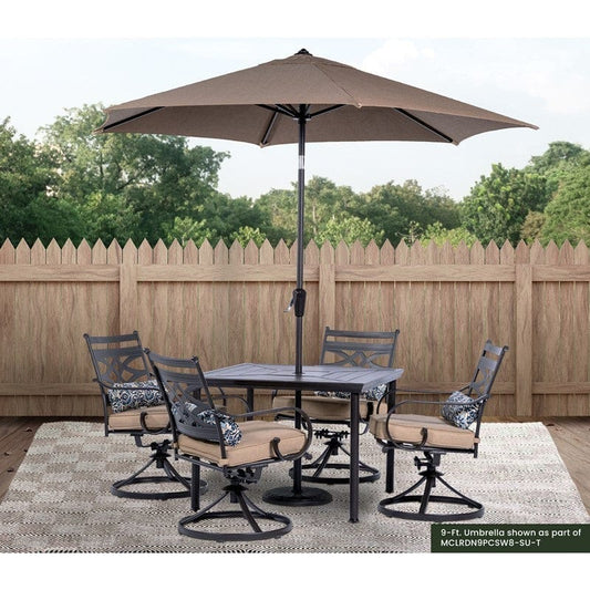Outdoor Dining Set Hanover MCLRUMB9-TAN Montclair 108 Inch 9-Feet Market Outdoor Umbrella - Tan and Brown