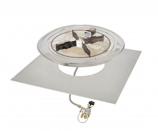 Outdoor Greatroom Linear Crystal Fire Burners Square Crystal Fire Plus Gas Burner Insert and Plate Kits - More Sizes