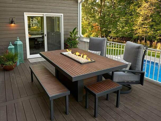 Outdoor Greatroom Linear Fire Pit Tables Kenwood Linear Dining Fire Table (KW-1242-K)