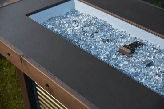 Outdoor Greatroom Rectangular Crystal Fire Burners Denali Brew Linear Gas Fire Pit Table (DENBR-1242)