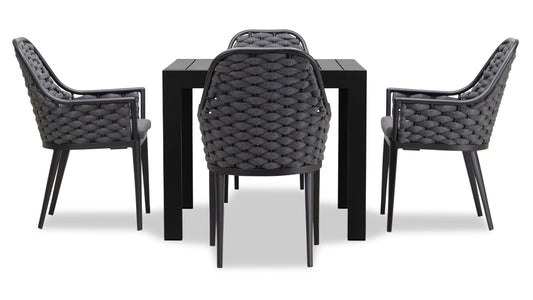 Harmonia Living - Parlor Classic 4 Seat Square Dining Table - Black/Slate | PAR-BK-SET510