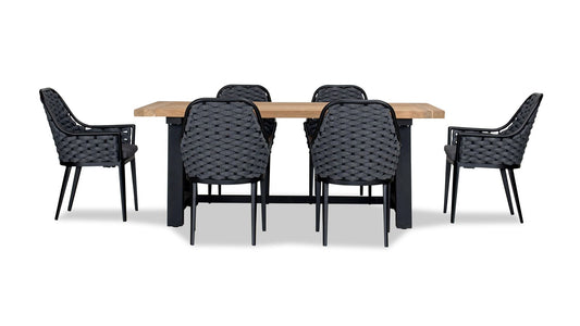 Harmonia Living - Parlor Mill 6 Seat Reclaimed Teak Patio Dining Set | PAR-BK-SET530