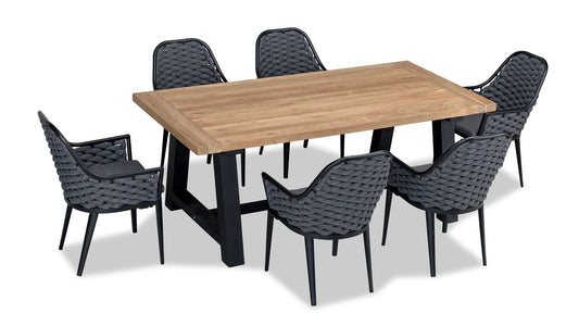 Harmonia Living - Parlor Mill 6 Seat Reclaimed Teak Patio Dining Set | PAR-BK-SET530