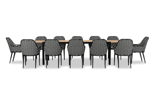 Harmonia Living - Parlor Communal 12 Seat Extendable Reclaimed Teak Dining Set | PAR-BK-SET593