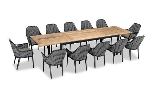 Harmonia Living - Parlor Communal 12 Seat Extendable Reclaimed Teak Dining Set | PAR-BK-SET593