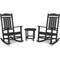 Hanover - Outdoor Chairs With All-Weather 2 Porch Rocker Set and Side Table - Black - PINE3PC-BLK