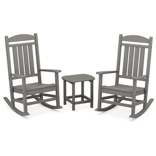 Hanover - Outdoor Chairs With Hanover All-Weather 2 Porch Rockers Set and Side Table - Grey - PINE3PC-GRY
