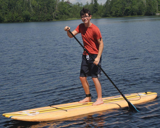 RAVE Paddle Board 10'8" Bamboo Soft Top with paddle and leg leash