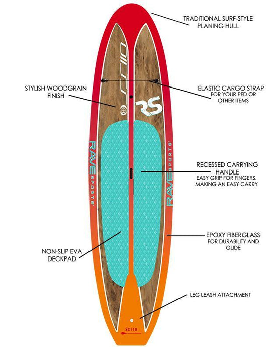 RAVE Paddle Board Shoreline Series SS110 SUP Sunburst
