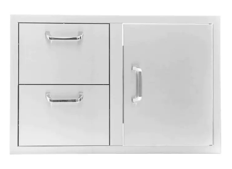 RO BBQ Combo Units 260 Series 32-Inch Double Drawer & Roll-Out Trash/Propane Bin On Right Combo - RO BBQ | BBQ-260-DDC-TR-R