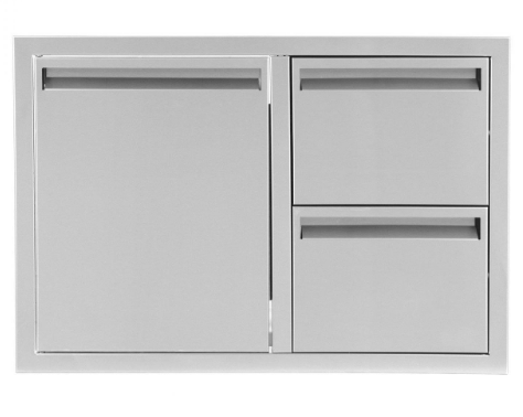 RO BBQ Combo Units 350 Series 32-Inch Access Door & Double Drawer Combo (Reversible) - RO BBQ | BBQ-350-DDC