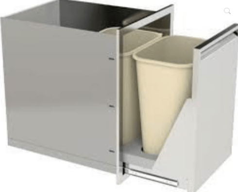 RO BBQ Drawers 350 Series 20-Inch Roll-Out Double Trash/Recycling Bin - RO BBQ | BBQ-350-TREC-DRW