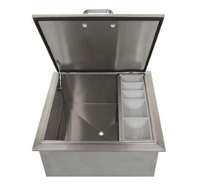 RO BBQ Sink and Beverage Center 260 Series 18-Inch Drop-In Ice Bin Cooler With Condiment Tray - RO BBQ | BBQ-260-18DI|