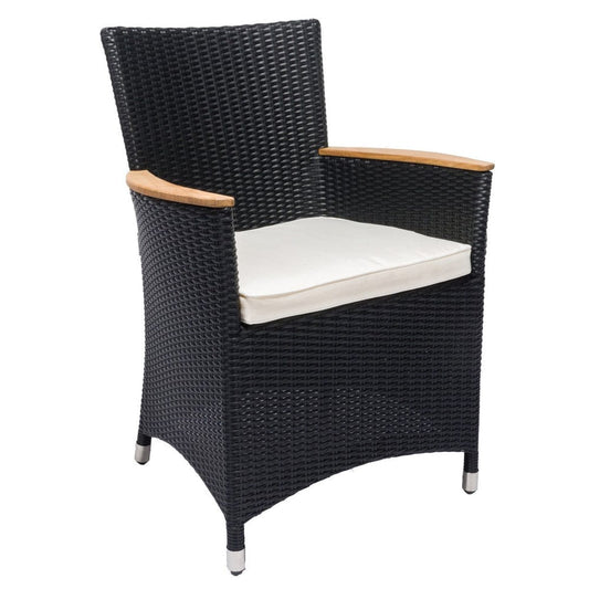 Royal Teak Collection Dining Arm Chair Royal Teak Collection Black Helena Wicker White Cushion Dining Chair – HEFWBL