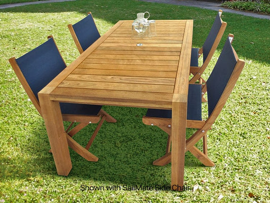 Royal Teak Collection Outdoor Teak Dining Set Royal Teak Collection 63 Inch Comfort Table | 4 Side Chairs | 5 Piece Teak Dining Set – COMF63