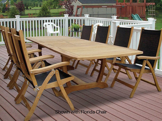 Royal Teak Collection Outdoor Teak Dining Set Royal Teak Collection Large Gala Expansion Table | Florida Chairs | 9 Piece Teak Dining Set – GALA84