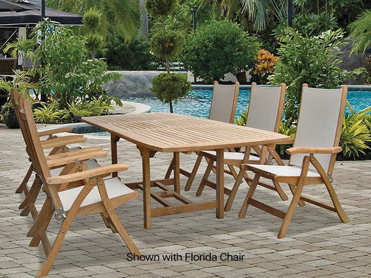 Royal Teak Collection Outdoor Teak Dining Set Royal Teak Collection | Medium Rectangular Family Expansion Table | 7 Piece Teak Dining Set – FER8
