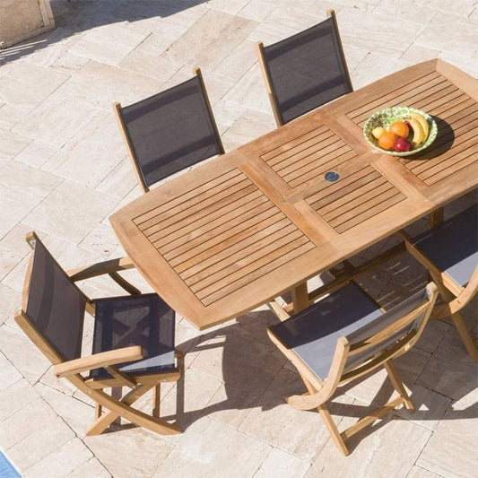 Royal Teak Collection TEAK CHAIRS AND BENCHES Royal Teak Collection Sailmate Folding Side Chair Sling - SM-Config