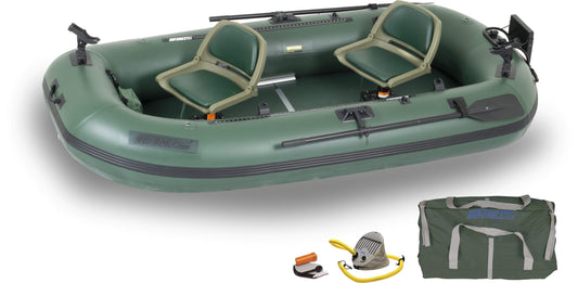 SeaEagle Frameless Pontoon Boat Packages Sea Eagle - 4 Person 10'1" Green Stealth Stalker 10 Inflatable Frameless Fishing Boat Package ( STS10K_P )