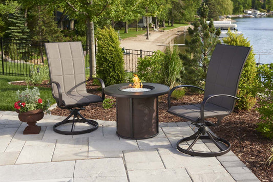 Outdoor Greatroom - Grey Stonefire Round Gas Fire Pit Table - SF-32-GRY-K