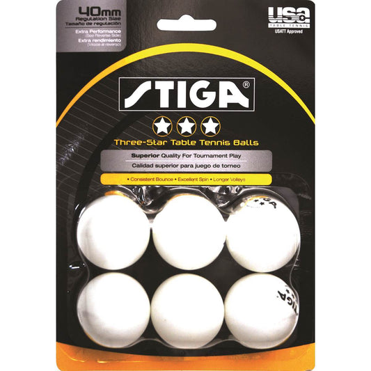 Stiga Table Tennis STIGA Three-Star Balls (White)