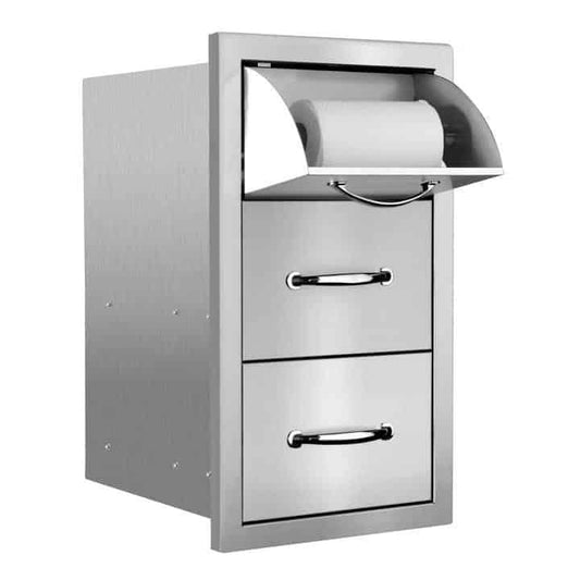 Summerset Grills Masonry Storage Summerset Grills - 17" Vertical 2-Drawer & Paper Towel Holder Combo Masonry