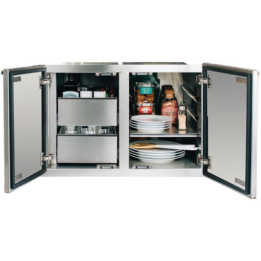 Summerset Grills Weatherproof Dry Storage Components Dry Storage Pantry, 36" Stainless Steel - 2-Drawer & Enclosed Cabinet
