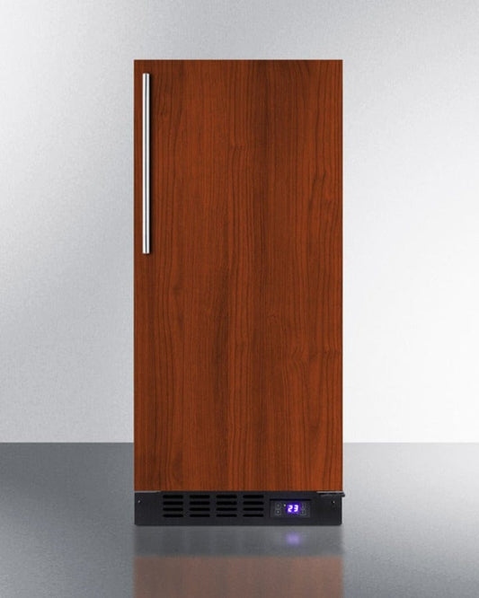 Summit All-Freezer Built-In 15" Wide Frost-Free All-Freezer for Built-in or Freestanding Use with Integrated Door Frame to Accept Overlay Panels, Digital Thermostat and Black Cabinet