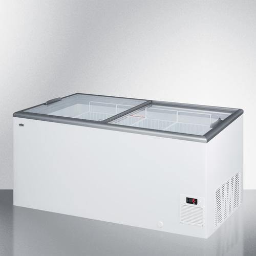 Summit Commercial Chest Freezers Commercial 61" 16.6 cu.ft. White with Sliding Glass Door & Lock Chest Freezer
