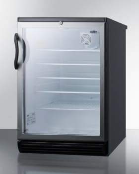 Summit Commercial Freestanding Beverage Center 24 Inch Commercial Beverage Center with 5.5 Cu. Ft. Capacity, Double Pane Tempered Glass Door, Adjustable Glass Shelves, Reversible Door, Lock, Automatic Defrost, and 100% CFC Free: Standard Handle