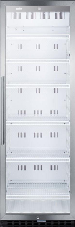 Summit Commercial Full Sized Beverage Center 14.5 cu. ft. Beverage Merchandiser with Adjustable Wire Shelves, Automatic Defrost, Recessed LED Lighting, Self Closing Door, Door Lock, Digital Thermostat and Digital Display: White Cabinet