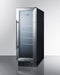 Summit Commercial Undercounter Beverage Center 12 Inch Freestanding/Built-In Beverage Center with Glass Door, Factory Installed Lock, Adjustable Chrome Shelving, Digital Thermostat and Display, LED Lighting, Reversible Door and 2.2 cu. ft. Capacity