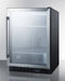 Summit Commercial Undercounter Beverage Center 24 Inch Built-In Commercial Beverage Center with 5.0 Cu. Ft. Capacity, Door Alarm, Temperature Alarm, Memory Function, Reversible Double Pane Glass Door, Cantilevered Shelves, Sabbath Mode, 100% CFC Free, and EnergyStar Certified: Black Cabinet