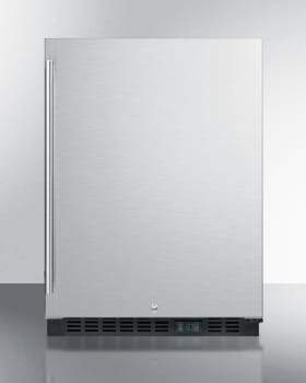 Summit Commercial Undercounter Beverage Center 24 Inch Built-In Commercial Beverage Center with 5.0 Cu. Ft. Capacity, Reversible Stainless Steel Door, Open Door & Temperature Alarm, Temperature Memory, Cantilevered Shelves, Sabbath Mode, and 100% CFC Free