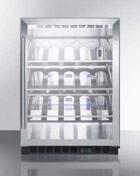 Summit Commercial Undercounter Champagne Cellar 24 Inch Single Zone Built-In Commercial Wine Cellar with 5 Cu. Ft. Storage Capacity, Lock, Automatic Defrost, Fan-Forced Cooling, Digital Thermostat, and 100% CFC Free Design