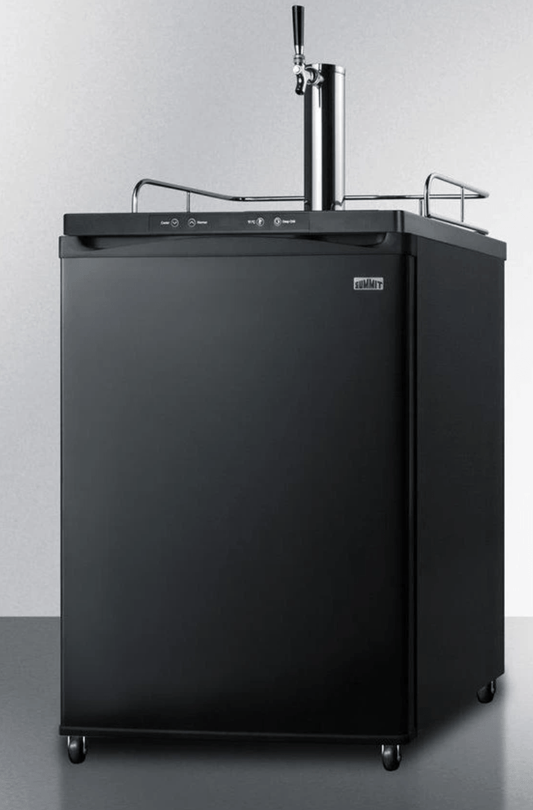 Summit Freestanding Wine Kegerators Summit SBC635MWKDTWIN Freestanding white wine keg dispenser in black with digital thermostat and tap kit 5.6 cu.ft