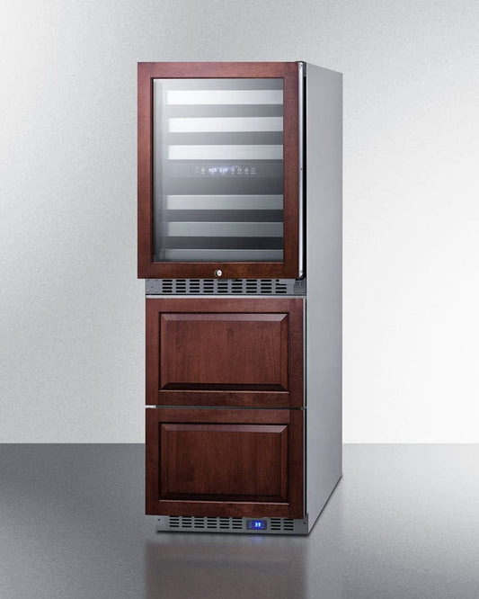 Summit Full Size Wine Cellars Summit® 24" Wide Combination Dual-Zone Wine Cellar and 2-Drawer All-Refrigerator (Panels Not Included) | SWCDAR24PNR