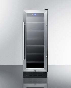 Summit Undercounter Wine Cellars 12 Inch Undercounter Wine Cellar with 21-Bottle Capacity, Digital Thermostat, Factory-Installed Lock, LED Lighting, Digital Display, Automatic Defrost, Commercially Approved, Built-In Capable, Reversible Door and CFC Free