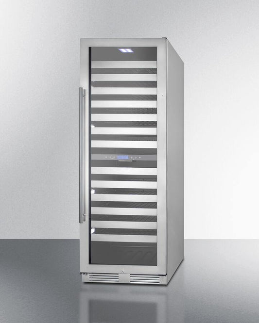 Summit Wine Cellars 24 Inch Built-In and Freestanding Dual Zone Wine Cooler with 163 Bottle Capacity, Left Hinge, Glass Door, With Lock, 13 Extension Wine Racks