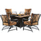 Hanover - Summer Nights 5 piece: 4 cushion rockers, woven fire pit with wood tile top - SUMMR5PCWVFP-WG