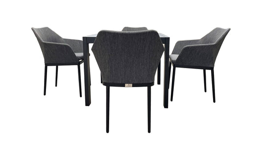 Harmonia Living - Tailor Classic 4 Seat Square Dining Table - Black/Slate | TA-BK-SET510