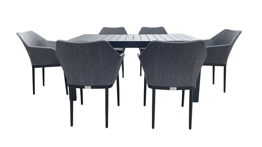 Harmonia Living - Tailor Classic 6 Seat Rectangular Dining Table - Black\Slate | TA-BK-SET530