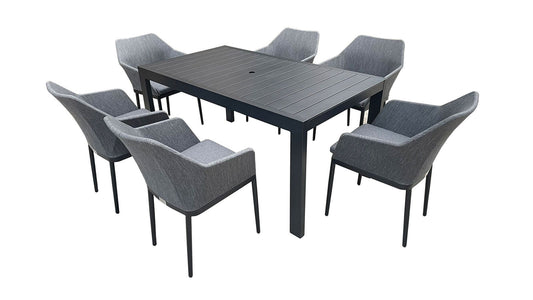 Harmonia Living - Tailor Classic 6 Seat Rectangular Dining Table - Black\Slate | TA-BK-SET530