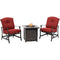 Hanover - Traditions 3 Piece Fire Pit Chat Set With 2 Deep Seating Rockers and 26-In. Square Fire Pit - Hanover - TRAD3PCFPSQ-RED