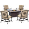 Hanover - Traditions 5 piece: 4 Deep Seating Rockers and Woven Fire Pit with Tile Top - TRAD5PCWVFP-TL