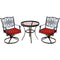 Hanover - Traditions 3-Piece Outdoor Dining Set With 2 Swivel Rockers, 30-In. Round Glass Top Table - Red/Glass - TRADDN3PCSWG-R