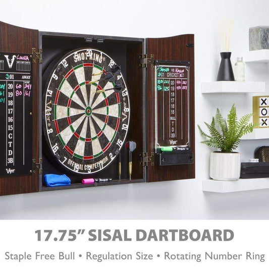 Viper Dartboard Viper Vault Deluxe Dartboard Cabinet with Shot King Sisal Dartboard and Illumiscore Scoreboard