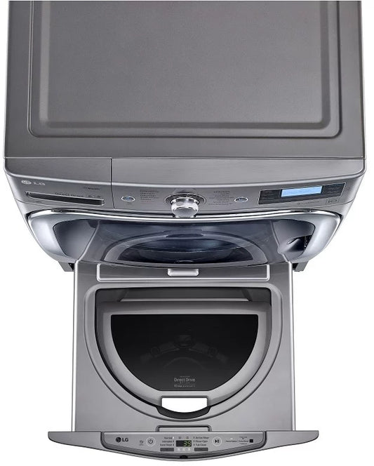 LG - 27 in. 1.0 cu. ft. SideKick Pedestal Washer with TWINWash System Compatibility and NeveRust Drum in Graphite Steel - WD100CV