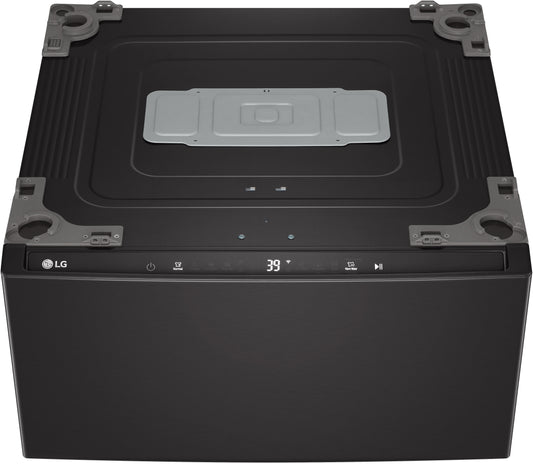 LG - 27 in. W 1 cu. ft. Pedestal Front Load Washer Slim DD Motor in Black Steel - WD300CB