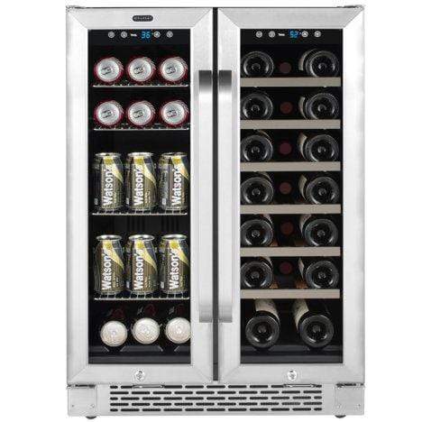 Whynter Beverage Refrigerators Whynter 24" Built-In French Door Dual Zone 20 Bottle Wine 60 Can Beverage Cooler